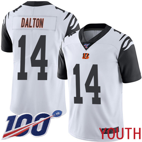 Cincinnati Bengals Limited White Youth Andy Dalton Jersey NFL Footballl #14 100th Season Rush Vapor Untouchable->women nfl jersey->Women Jersey